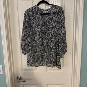 Floral Blouse with Black and White Pattern by Fred david
